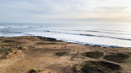 Aerial drone view of Sauzaie beach, Bretignolles sur mer, Vendee, France