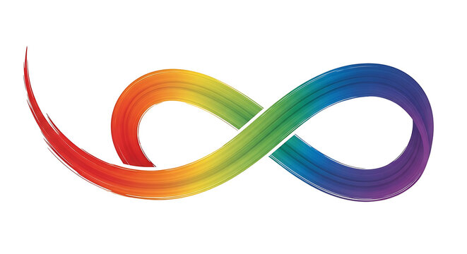 Rainbow infinity symbol isolated PNG, colorful brush stroke loop for neurodiversity and autism awareness representation on transparent background