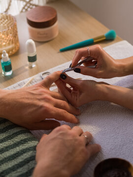 Closeup of manicure session