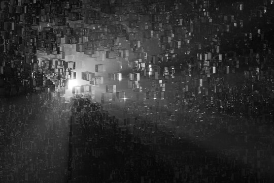 Abstract Monochrome Blocks in Fluid Motion