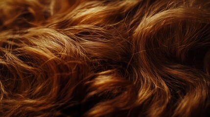 Naklejka premium Close-up of wavy auburn hair texture.