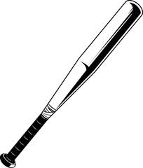 Naklejka premium Baseball bat engraving. Sport game black logo