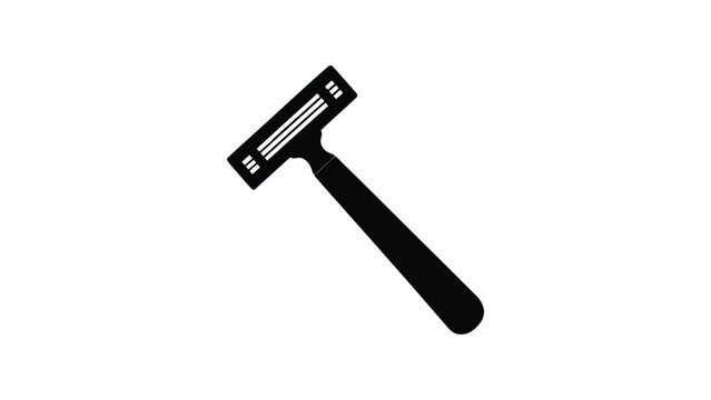 Black silhouette safety razor icon with straight handle and rectangular head symbolizing shaving, grooming, hygiene, barbershop tools, and personal care