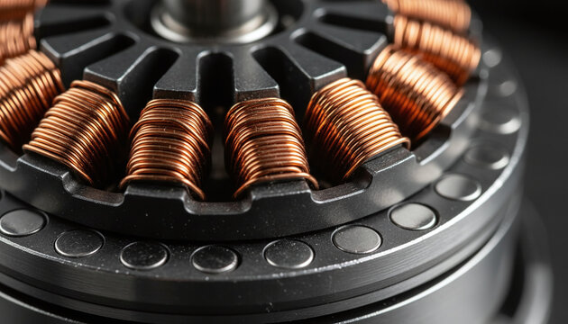 Brushless gimbal motor winding macro with copper wire coils