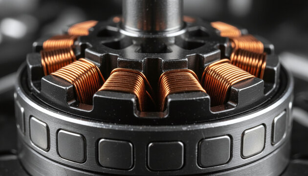 Brushless gimbal motor winding macro with copper wire coils
