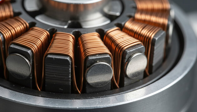 Brushless gimbal motor winding macro with copper wire coils