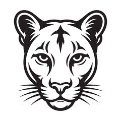 Fototapeta premium Cougar face silhouette icons line art vector illustration for logo design