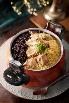 Homemade Chinese dish, Braised Pork Ribs with Mixed Grains