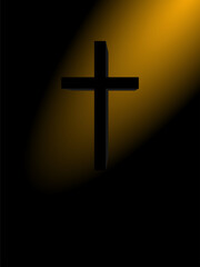 Christian Cross with shining light, a symbol of victory, Easter