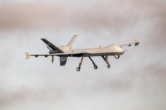 General Atomics MQ-9 Reaper unmanned aerial vehicle (UAV) long-endurance military drone, used for surveillance,reconnaissance and strike missions.