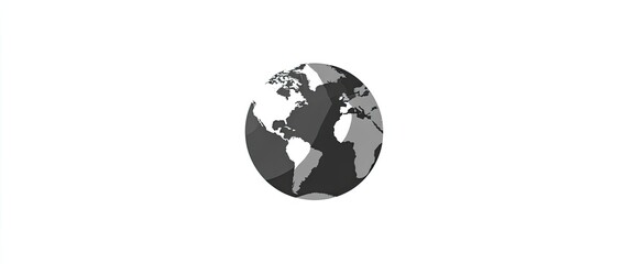 Obraz premium A minimalist depiction of Earth in grayscale, centered on a white background