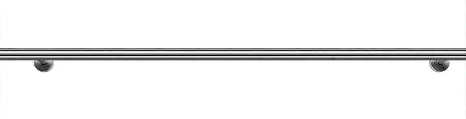 A smooth, horizontal metal bar with rounded end attachments against a white background