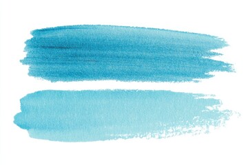 Two watercolor brushstrokes in shades of blue against a white background