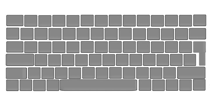 Minimalist Blank Keyboard Design with Grey Keys and White Background.