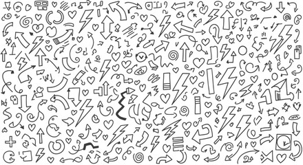 vector doodle icons pattern, social media symbols, web graphics, for background or texture, isolated on transparent background, png