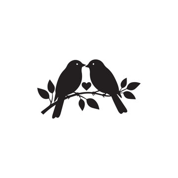 Valentine day Love Birds bundle vector silhouette illustration