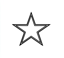 Obraz premium Bold, outlined five-pointed star icon with a double-line effect, set against a white background