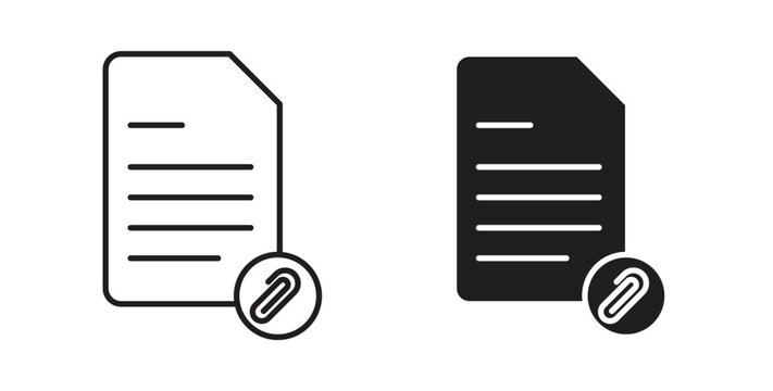Attach document icon Thin Collection. Editable Stroke. Suitable for Websites