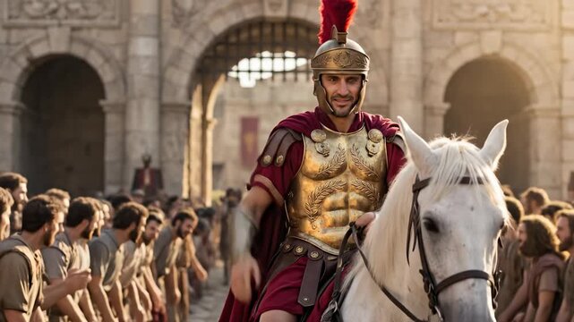 Victorious Roman General Entering the City on Horseback