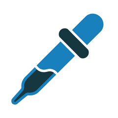 Vector graphic of a blue and dark blue pipette on a white background
