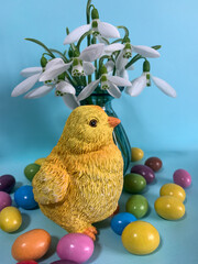 Easter still life with snowdrops