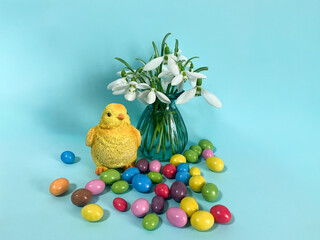 easter composition with colorful eggs