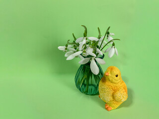 easter background with white easter chicken