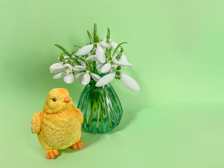easter background with white easter chicken