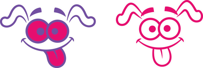 April fools' day cartoon faces with tongues out on white background