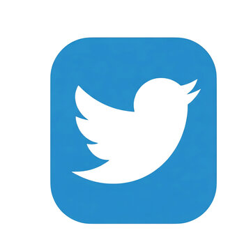 Editorial Twitter logo displayed on blue rounded square background with white bird, modern flat illustration representing Twitter app branding