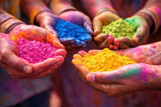 Hands Hold Vibrant Pigments for Festive Celebration Concept