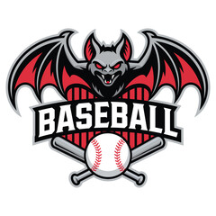 Baseball bat and ball with a menacing bat creature