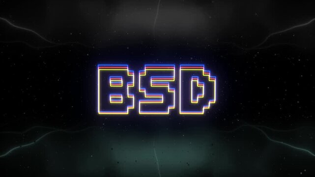 BSD Neon text with retro background