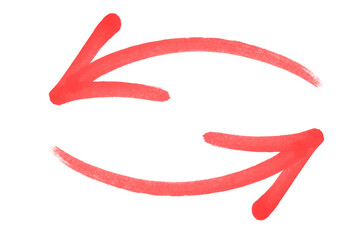 Obraz premium Hand Drawn Red Brush Stroke Arrows Forming A Cycle Loop Symbol