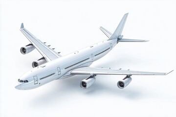 Obraz premium Overhead view of a large, white passenger airplane against a clean white background