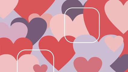 Colorful heart pattern with white rounded squares on pastel background