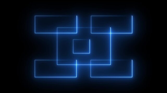 Abstract beautiful cyan neon rectangle frame moving in motion Seamless looping animation.4k animation video.