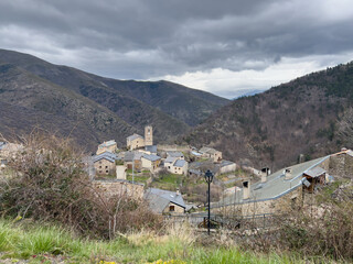 Railleu village nestled in French Pyrenees mountains
