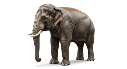 Majestic Indian Elephant Standing Proudly Against a Clean White Background
