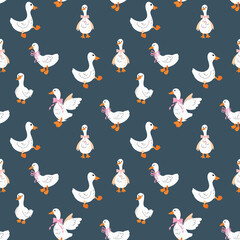 Cute goose with pattern. Design for fabric, textiles, wallpaper, packaging