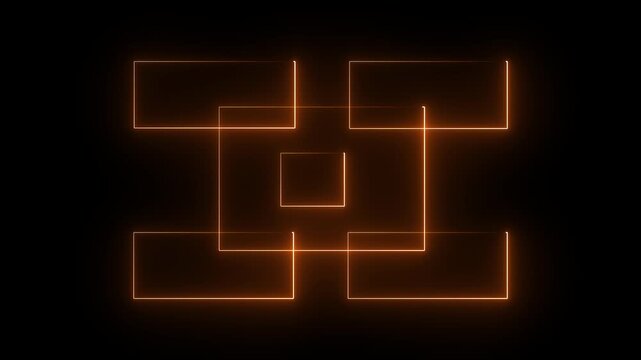 Abstract beautiful cyan neon rectangle frame moving in motion Seamless looping animation.4k animation video.