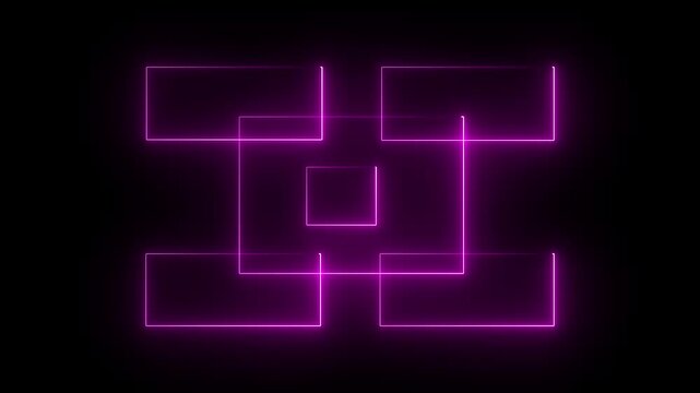 Abstract beautiful cyan neon rectangle frame moving in motion Seamless looping animation.4k animation video.