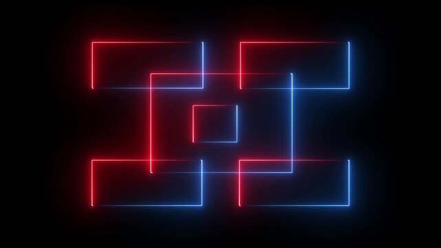 Abstract beautiful cyan neon rectangle frame moving in motion Seamless looping animation.4k animation video.