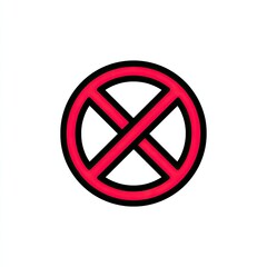 Fototapeta premium A circular red prohibition sign with a black border and a red cross through its center