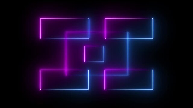 Abstract beautiful cyan neon rectangle frame moving in motion Seamless looping animation.4k animation video.