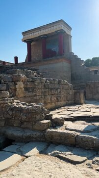 deatil of ancient ruines of famouse Knossos palace at Crete, Greece
