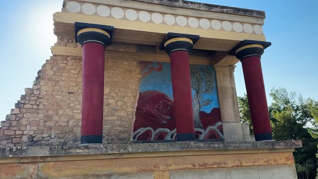 deatil of ancient ruines of famouse Knossos palace at Crete, Greece