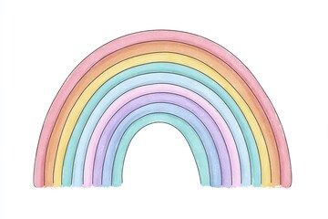 Fototapeta premium Pastel watercolor rainbow arching across white background