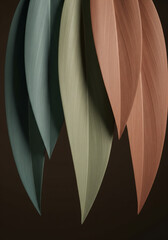 large leaves arranged vertically on a dark background.