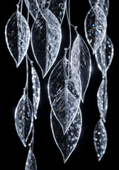 Leaf-shaped crystal or acrylic hanging ornaments. 